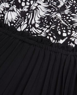 The Kooples DAMEN BLACK WHITE kurzes kleid mit plissierung und print