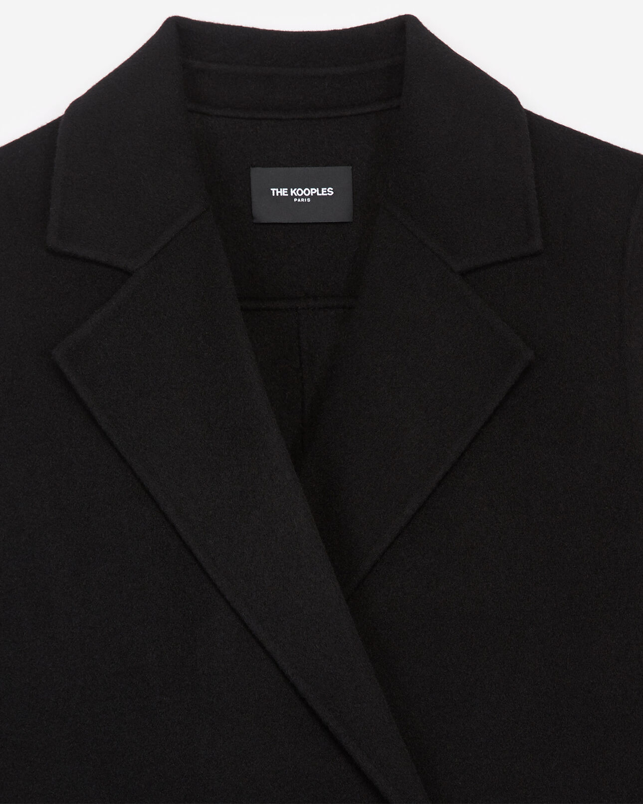 The Kooples FEMME BLACK manteau laine noir court à franges