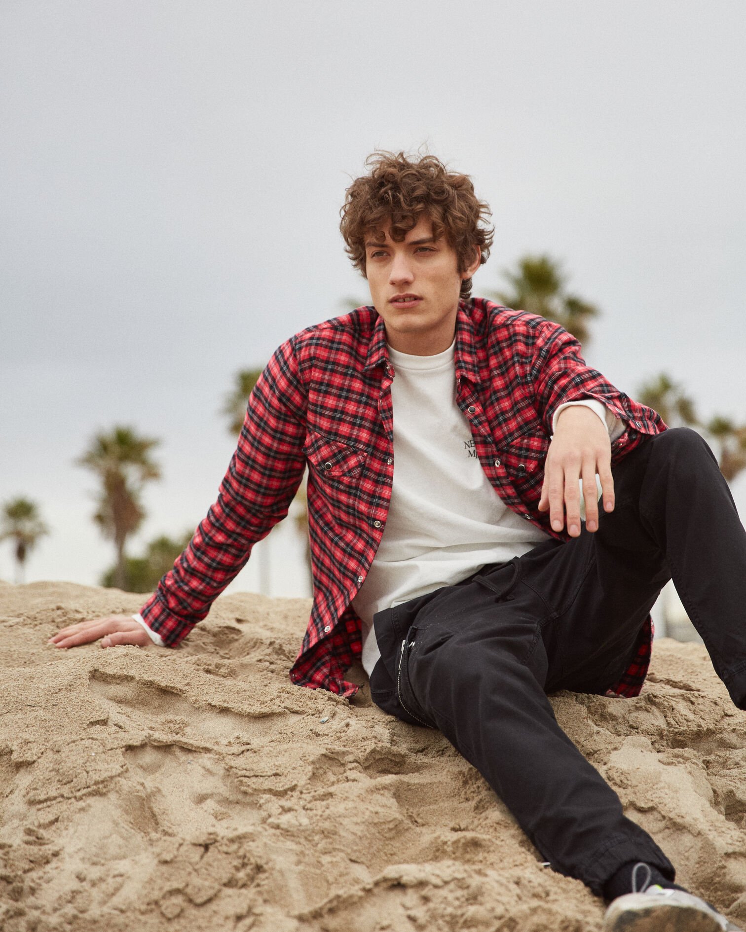 RELAXED CHECKED SHIRT, RED / BLACK, hi-res image number null