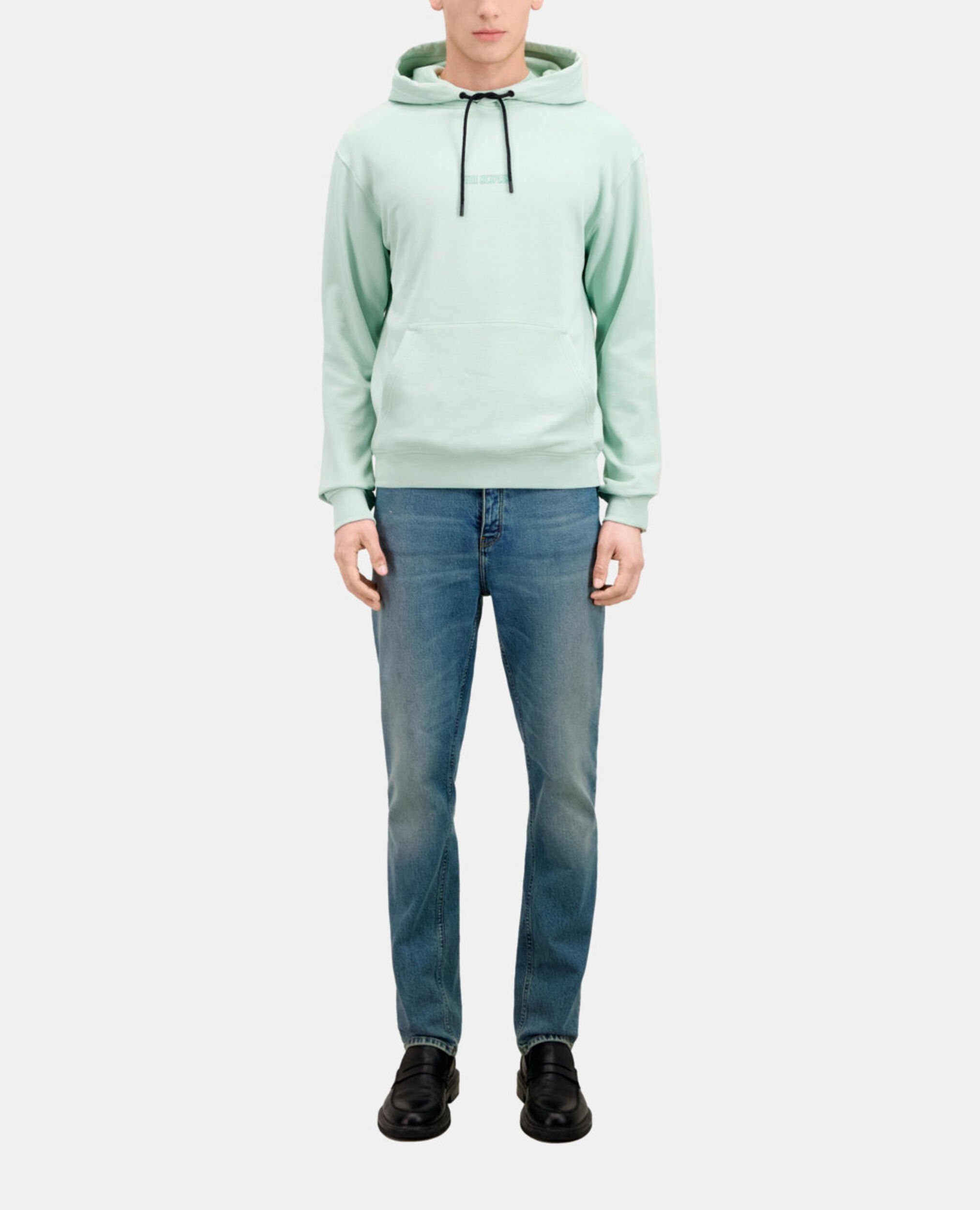 Sweatshirt à capuche vert avec logo, OCEAN, hi-res image number null