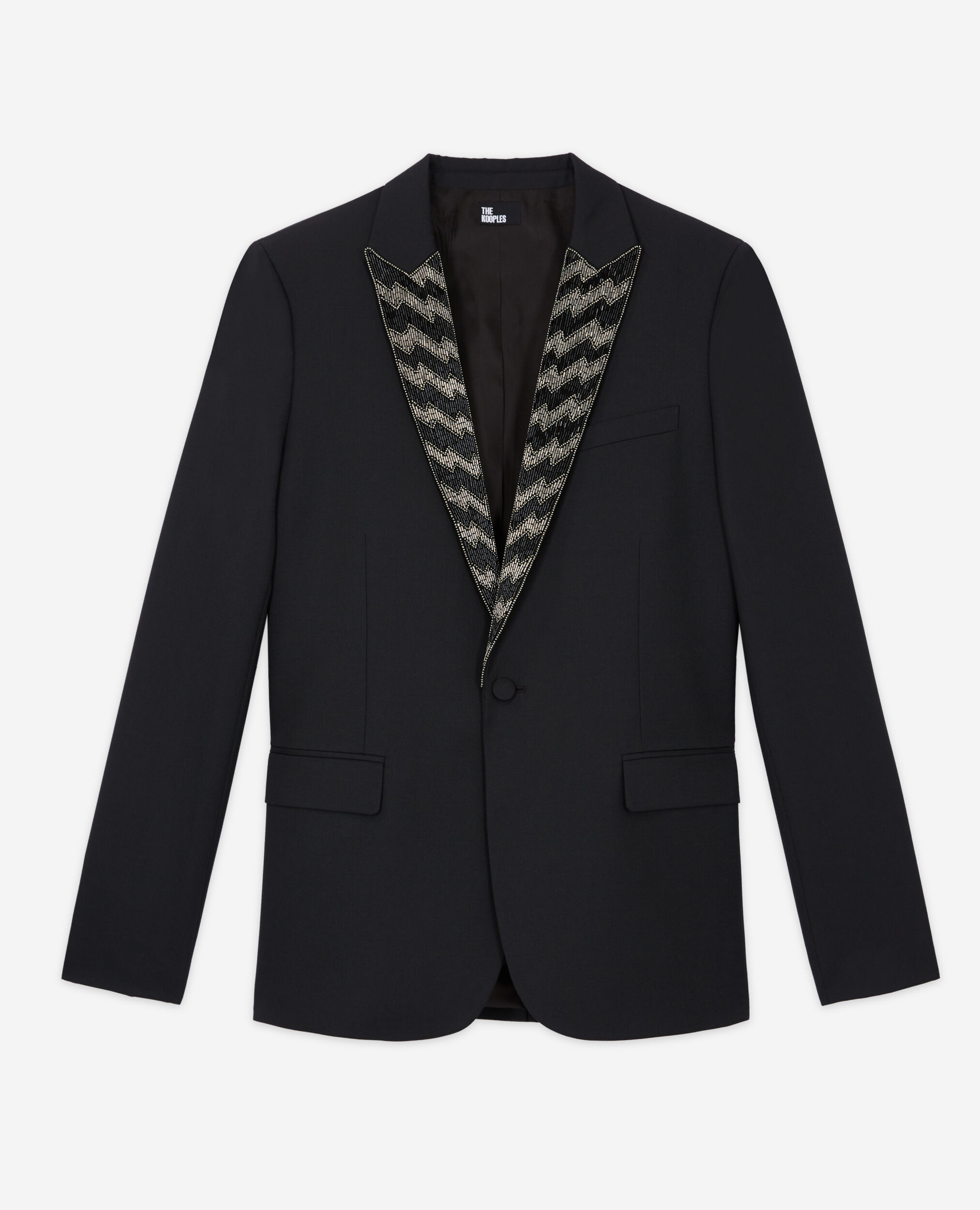 Black lapel jacket, BLACK, hi-res image number null
