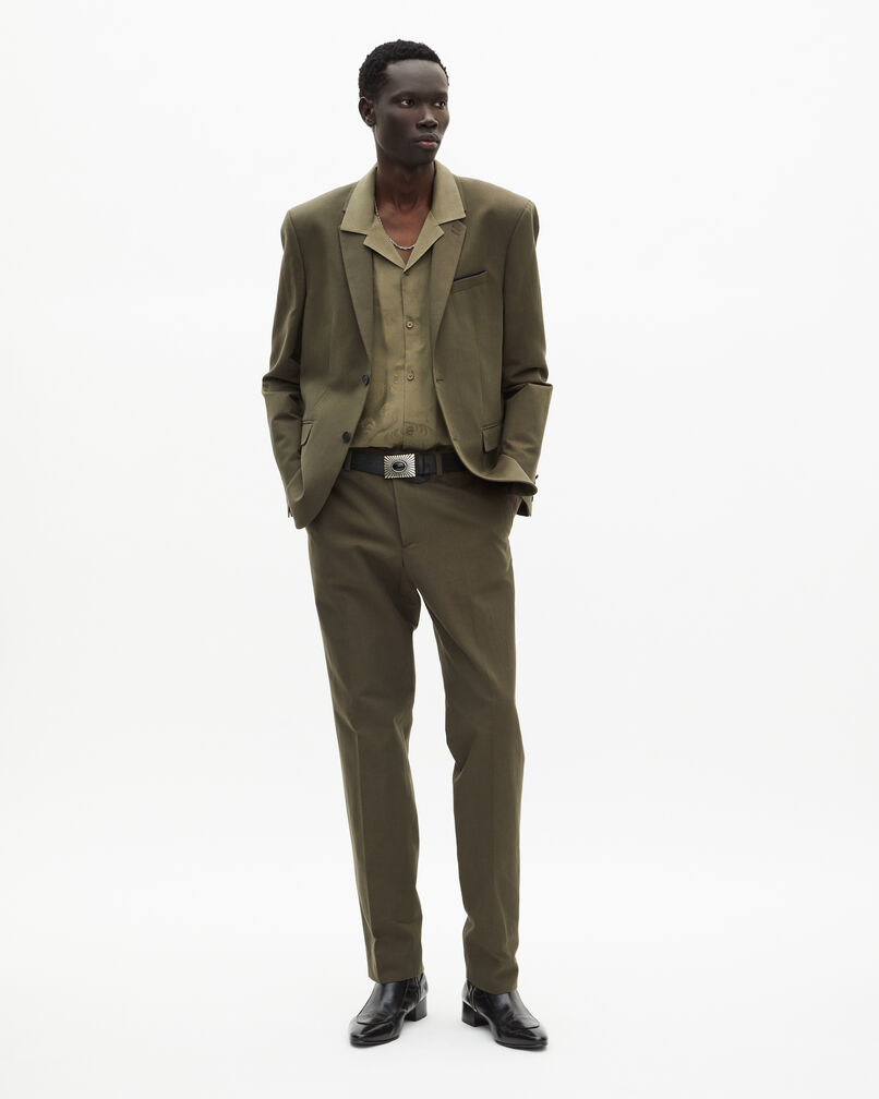 The Kooples MEN KAKI khaki cotton and linen suit jacket