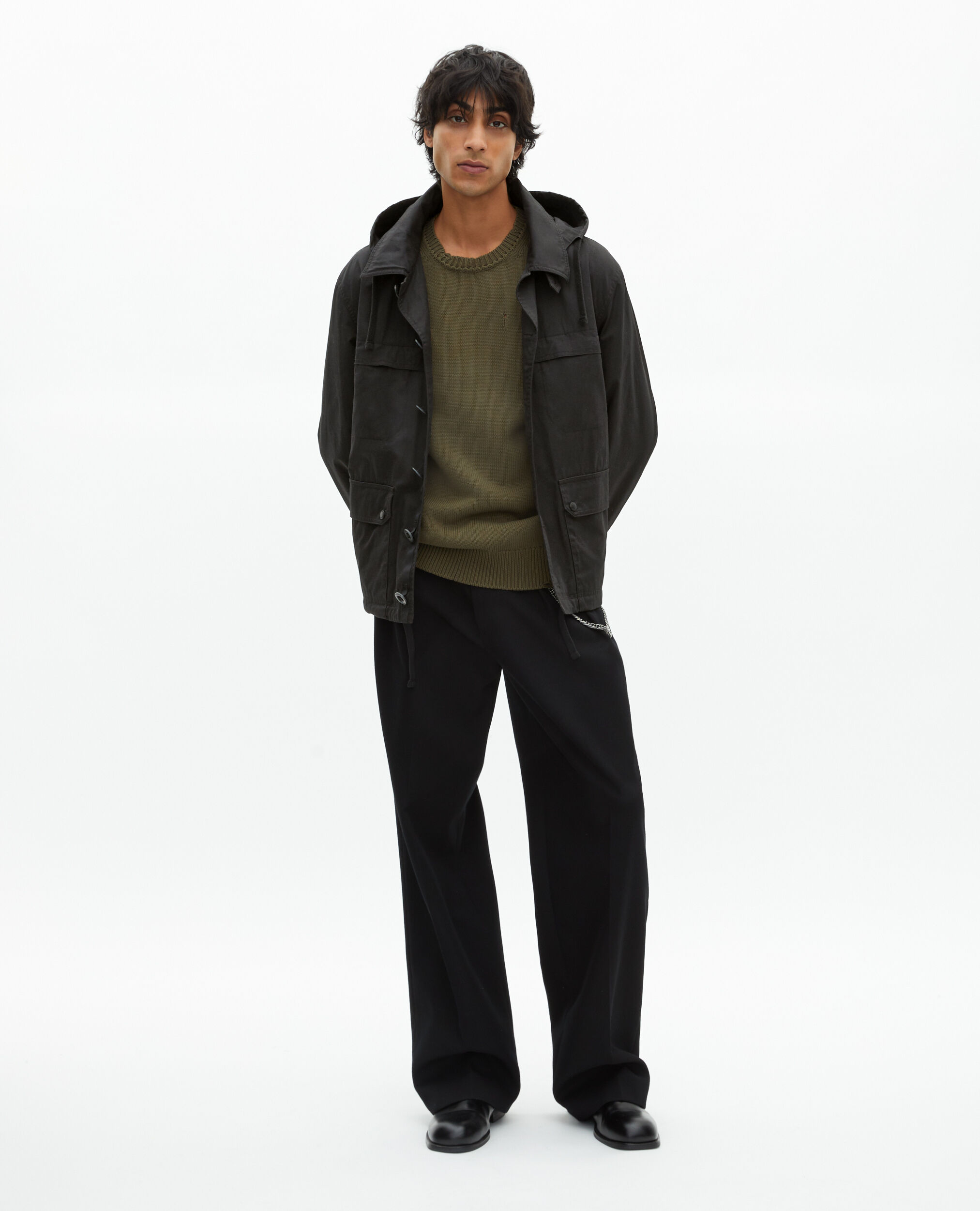 Short black hooded parka, BLACK, hi-res image number null