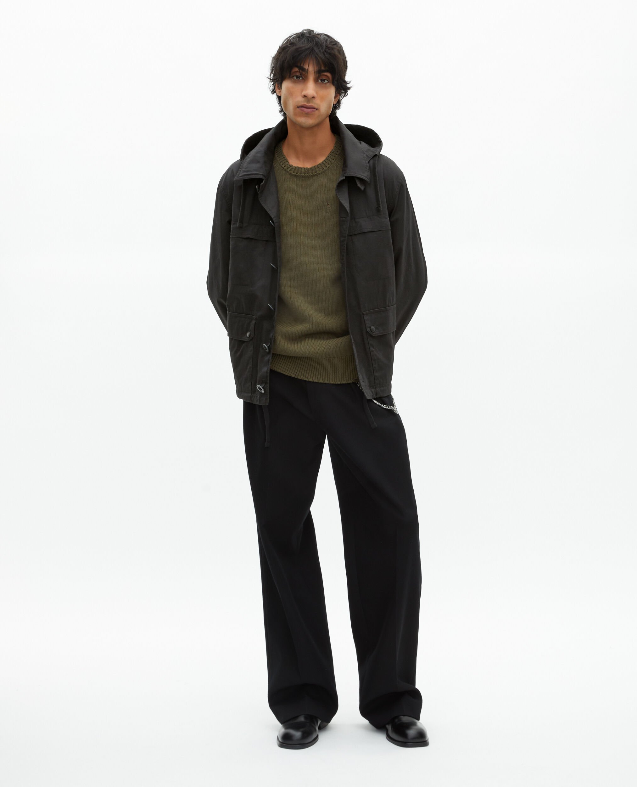Short black hooded parka, BLACK, hi-res image number null