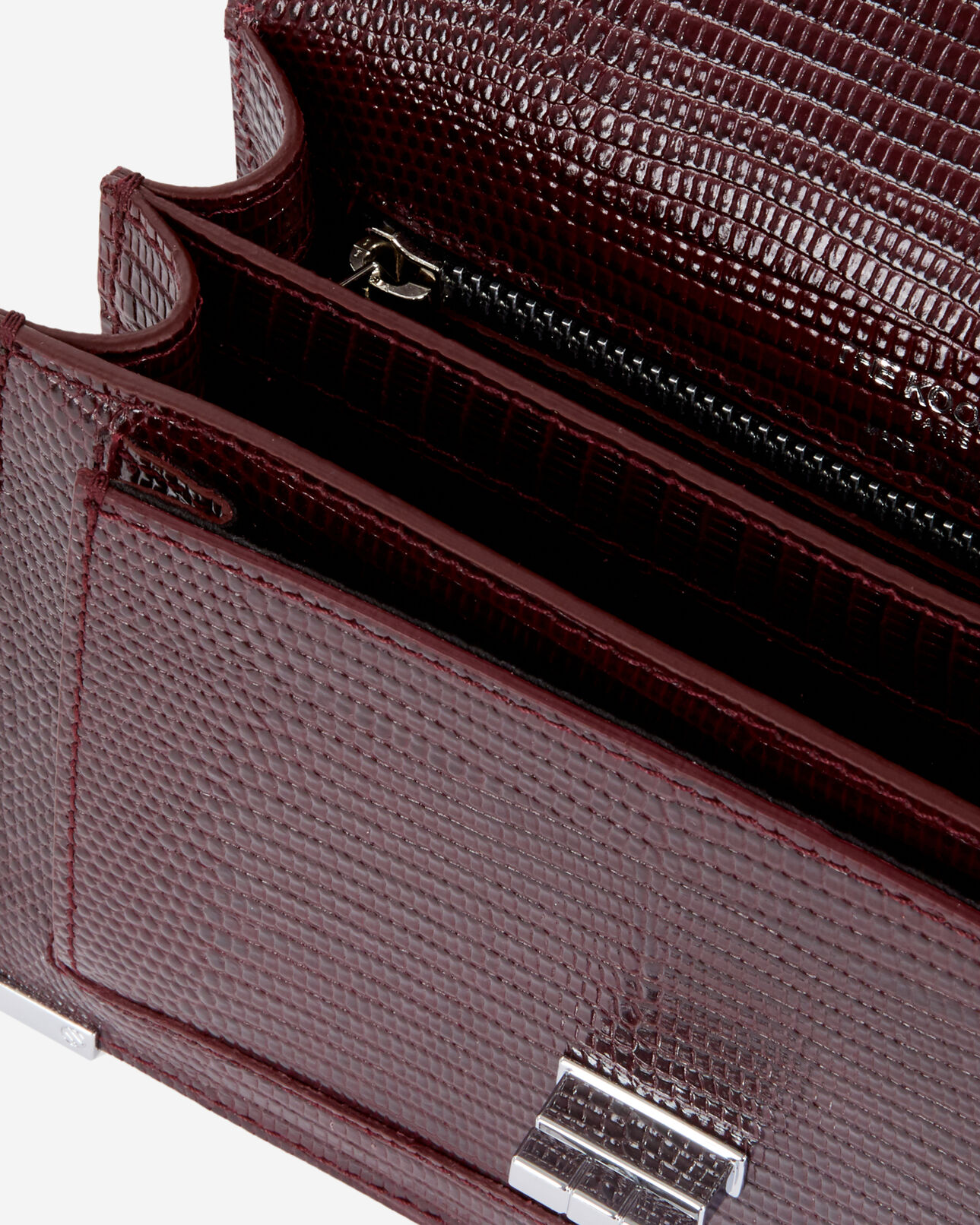 The Kooples FEMME BORDEAUX sac emily small en cuir bordeaux effet lézard