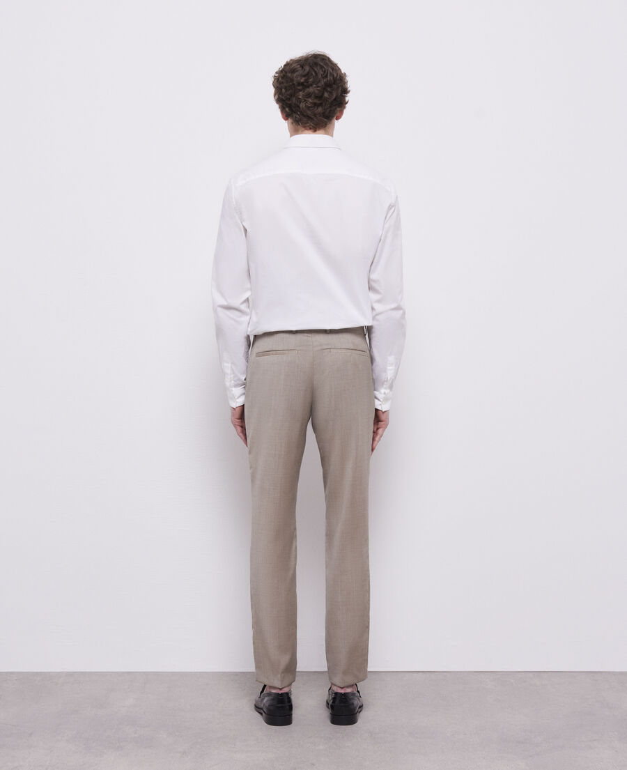 beige end-on-end wool suit pants