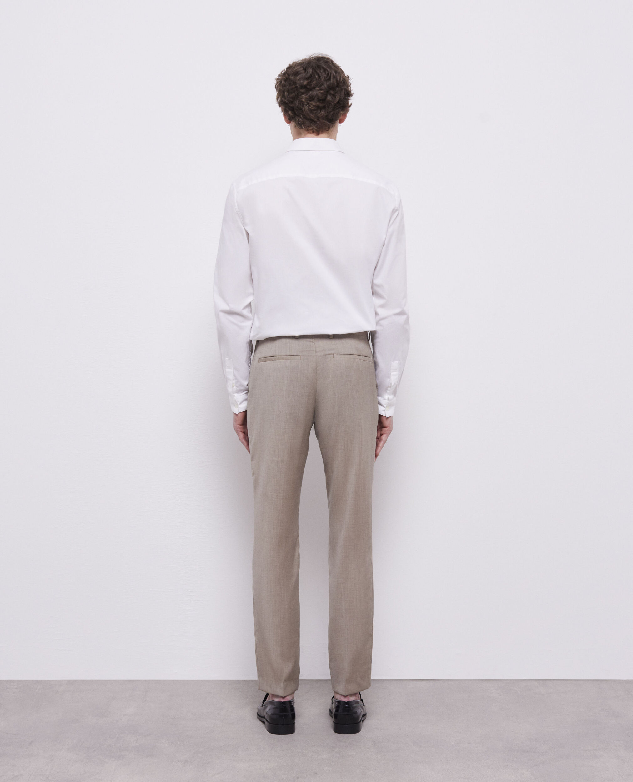 Beige end-on-end wool suit pants, BEIGE MELANGE, hi-res image number null