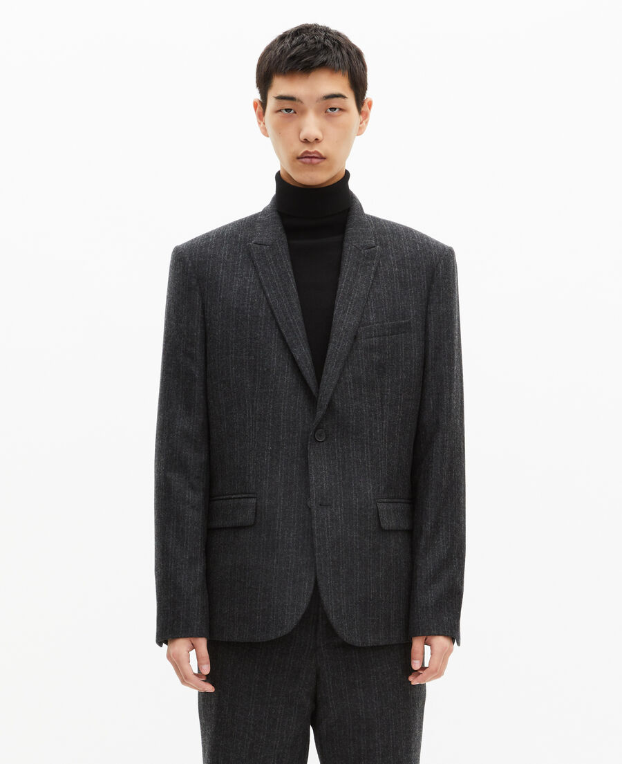 The Kooples HOMME PEARL GREY veste de costume droite &agrave; fines rayures gris fonc&eacute;