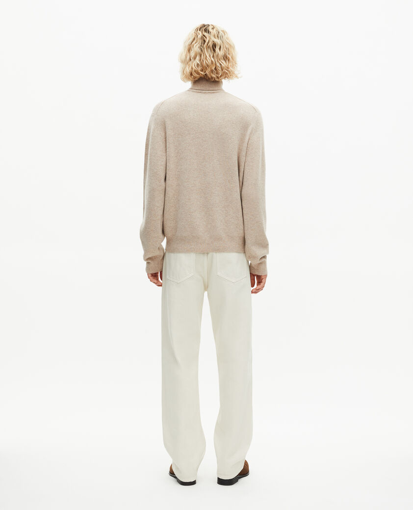 The Kooples HOMME BEIGE MELANGE pull col roulé en cachemire beige