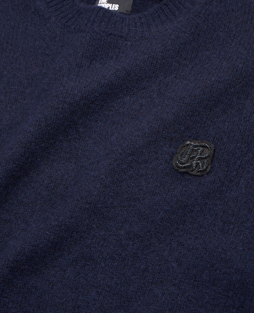 The Kooples HOMME NAVY pull en laine mélangée bleu marine