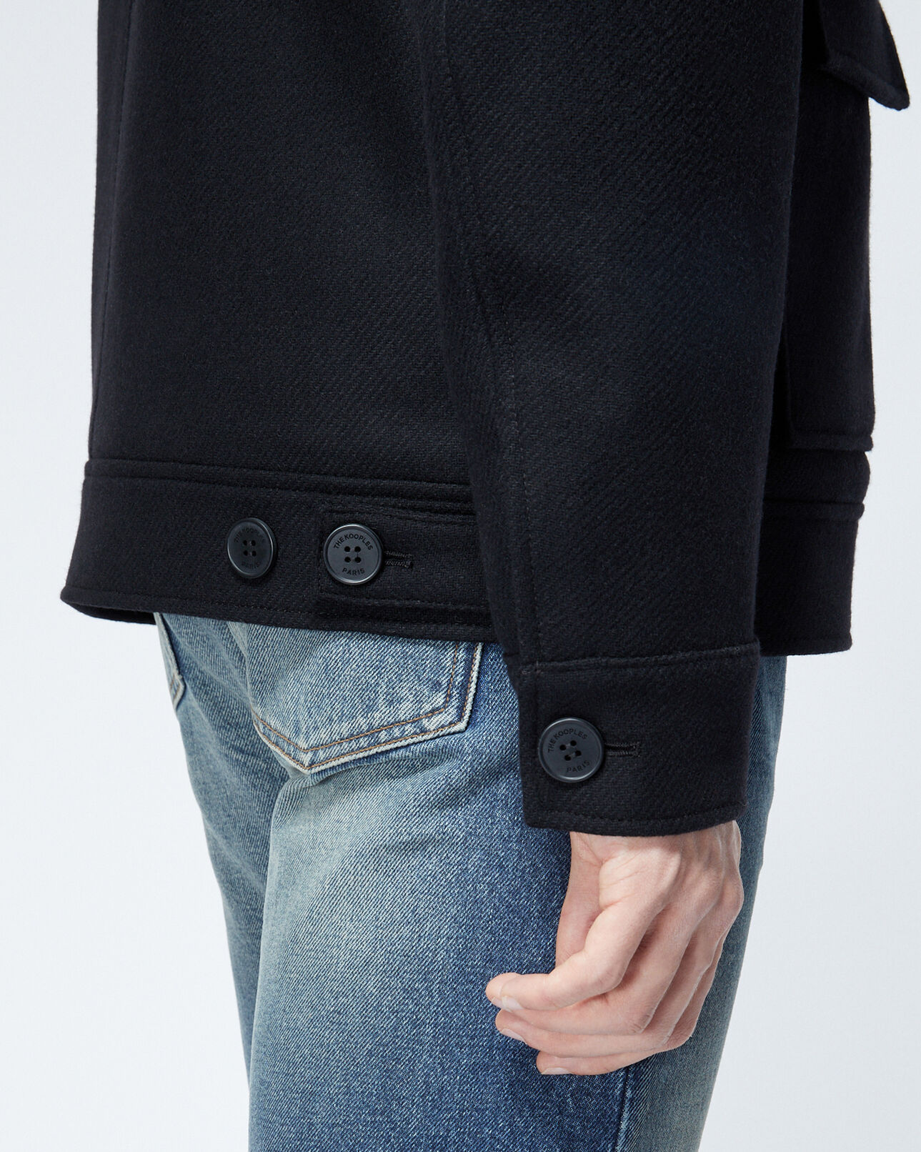The Kooples HOMBRE BLACK chaqueta lana negra bolsillo pecho