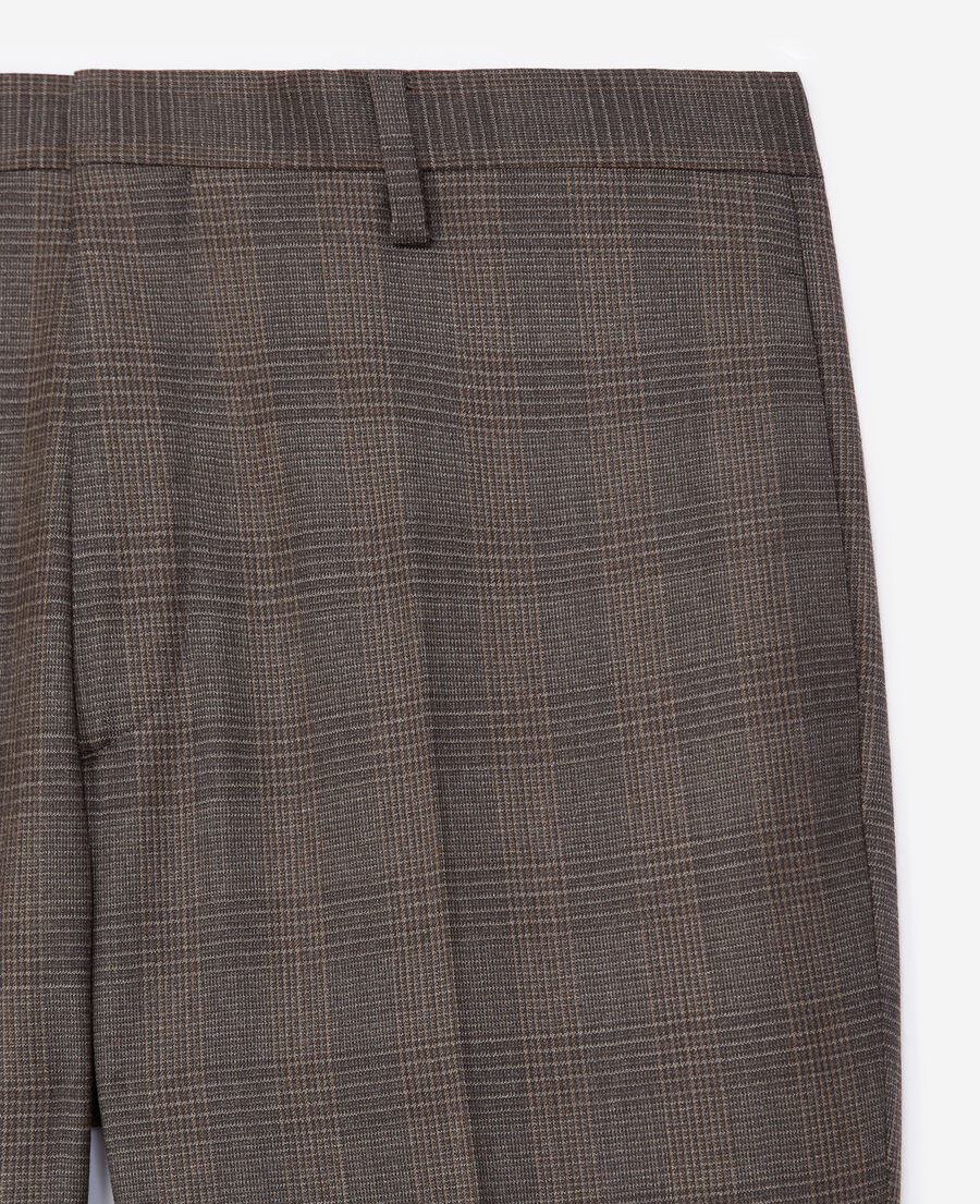 Gray wool check suit pants