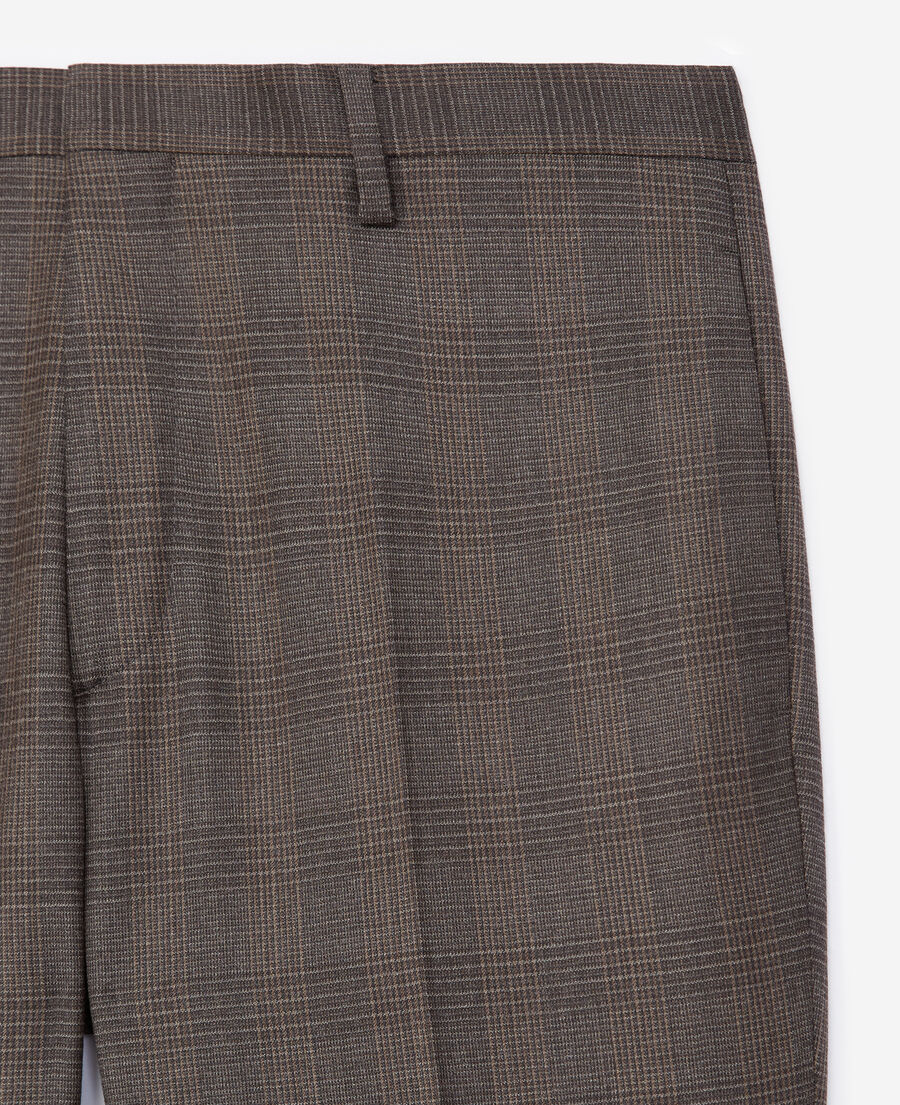 grey wool check suit trousers