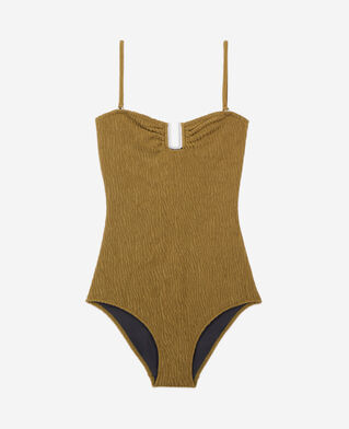 The Kooples F KAKI the kooples x luz one-piece strapless khaki swimsuit