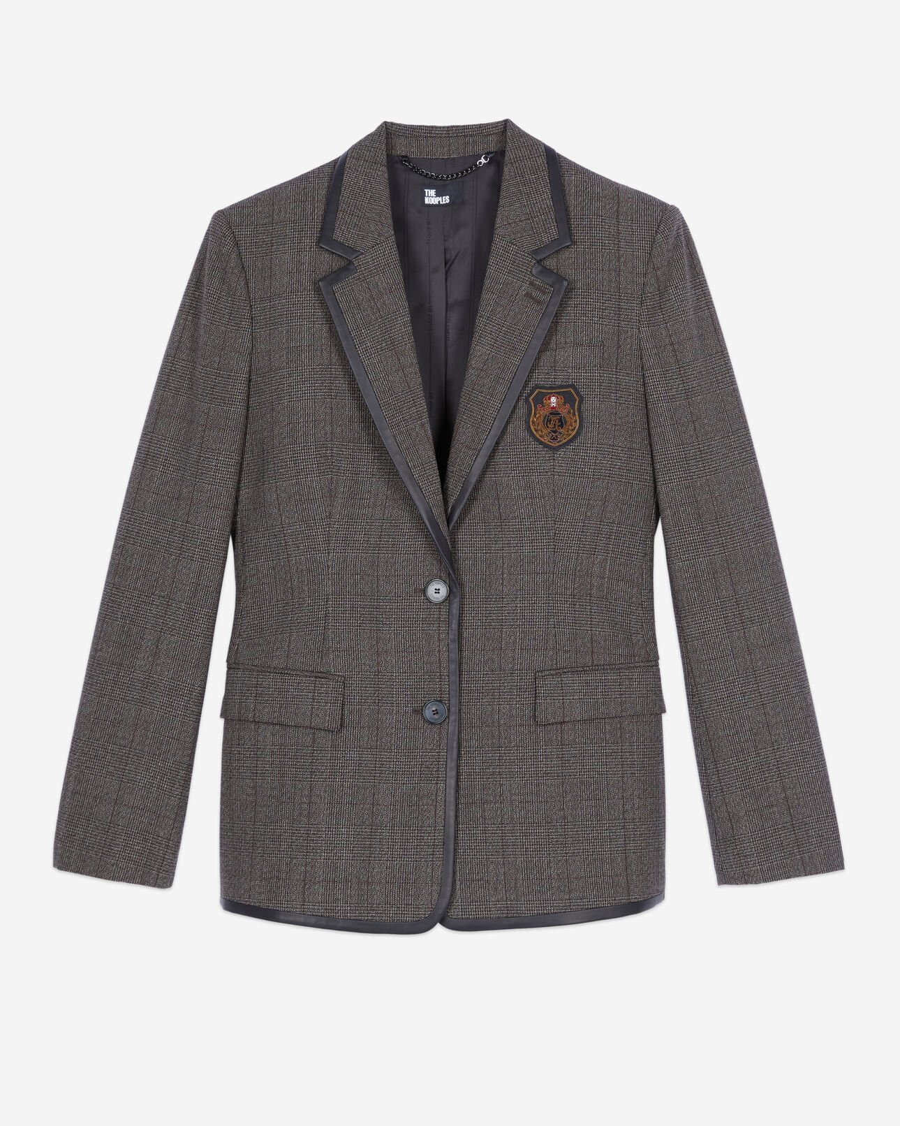 The Kooples WOMEN BROWN brown wool prince of wales jacket