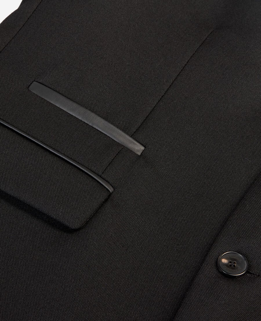 The Kooples H BLACK black wool blazer with leather details