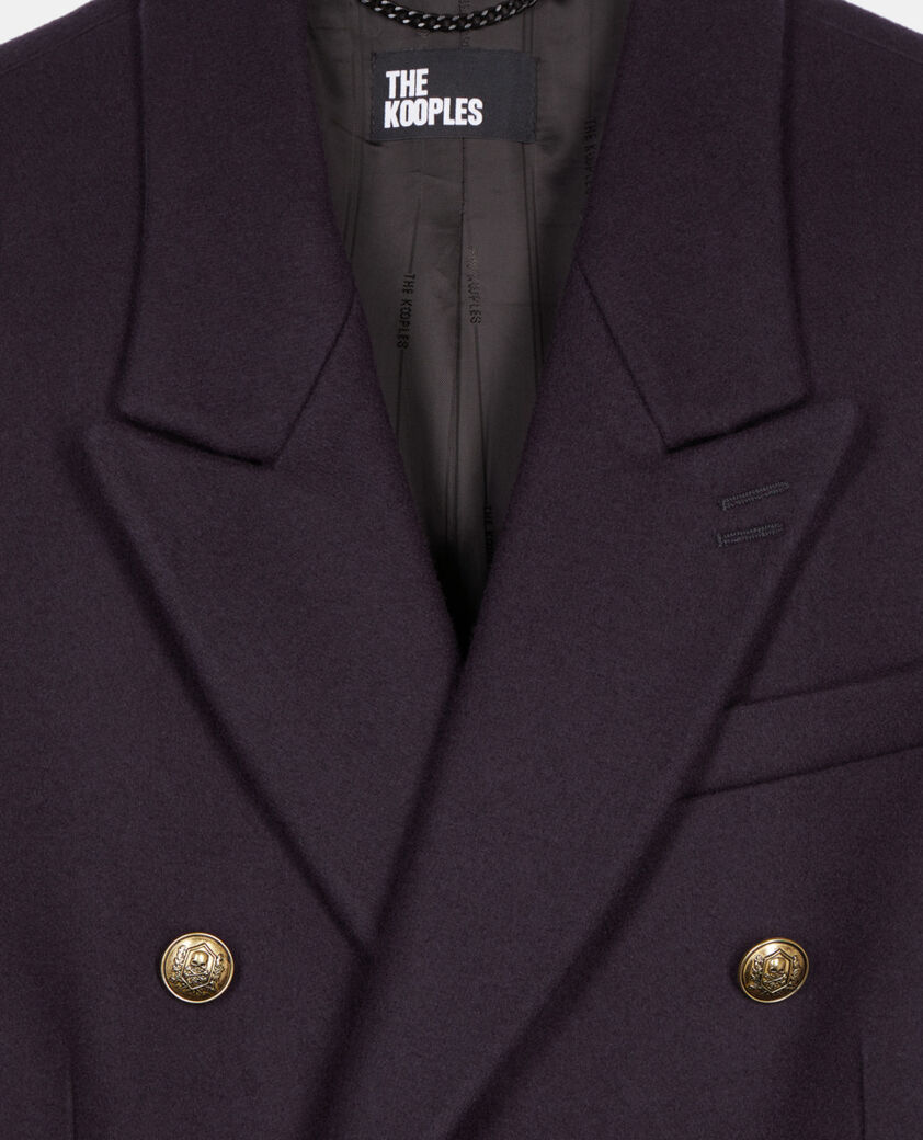 The Kooples MEN NAVY long navy blue wool blend coat