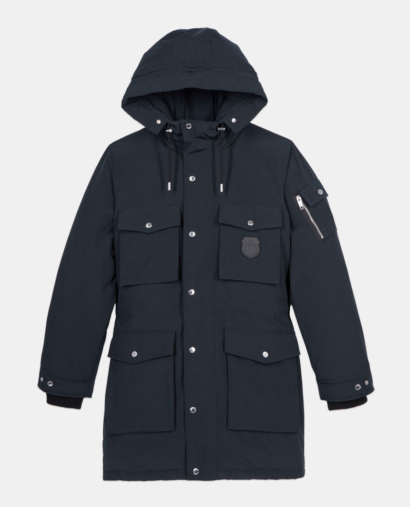 The Kooples HERREN NAVY marineblauer parka mit kapuze