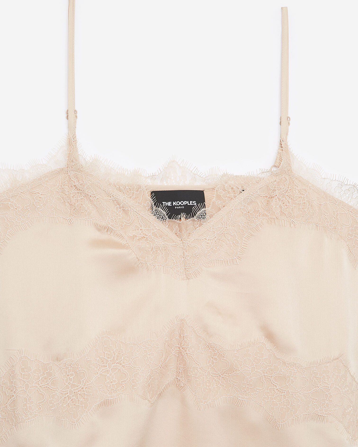 Light pink silk camisole with lace details, NUDE, hi-res image number null