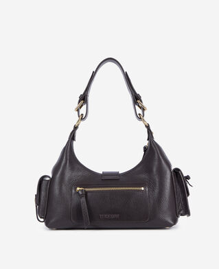 The Kooples DAMEN BROWN braune amelia tasche aus genarbtes leder