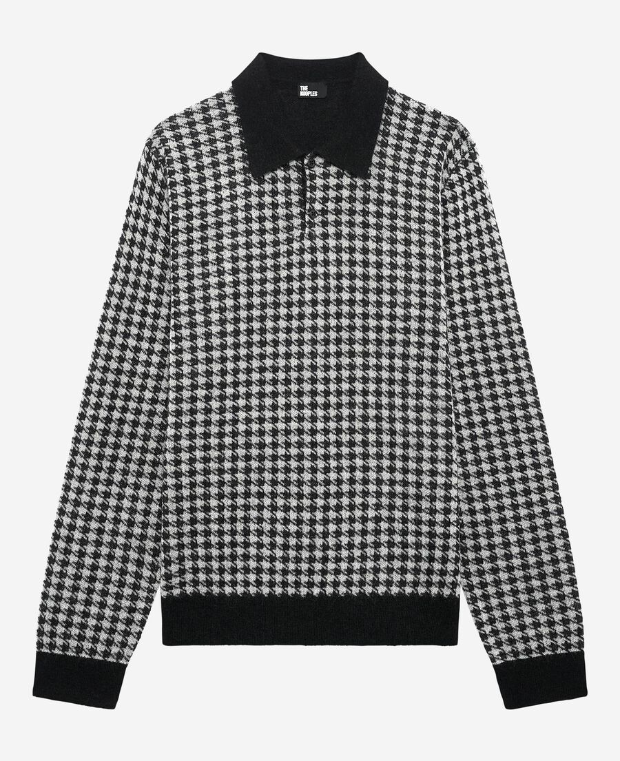 The Kooples MEN BLACK WHITE black houndstooth sweater
