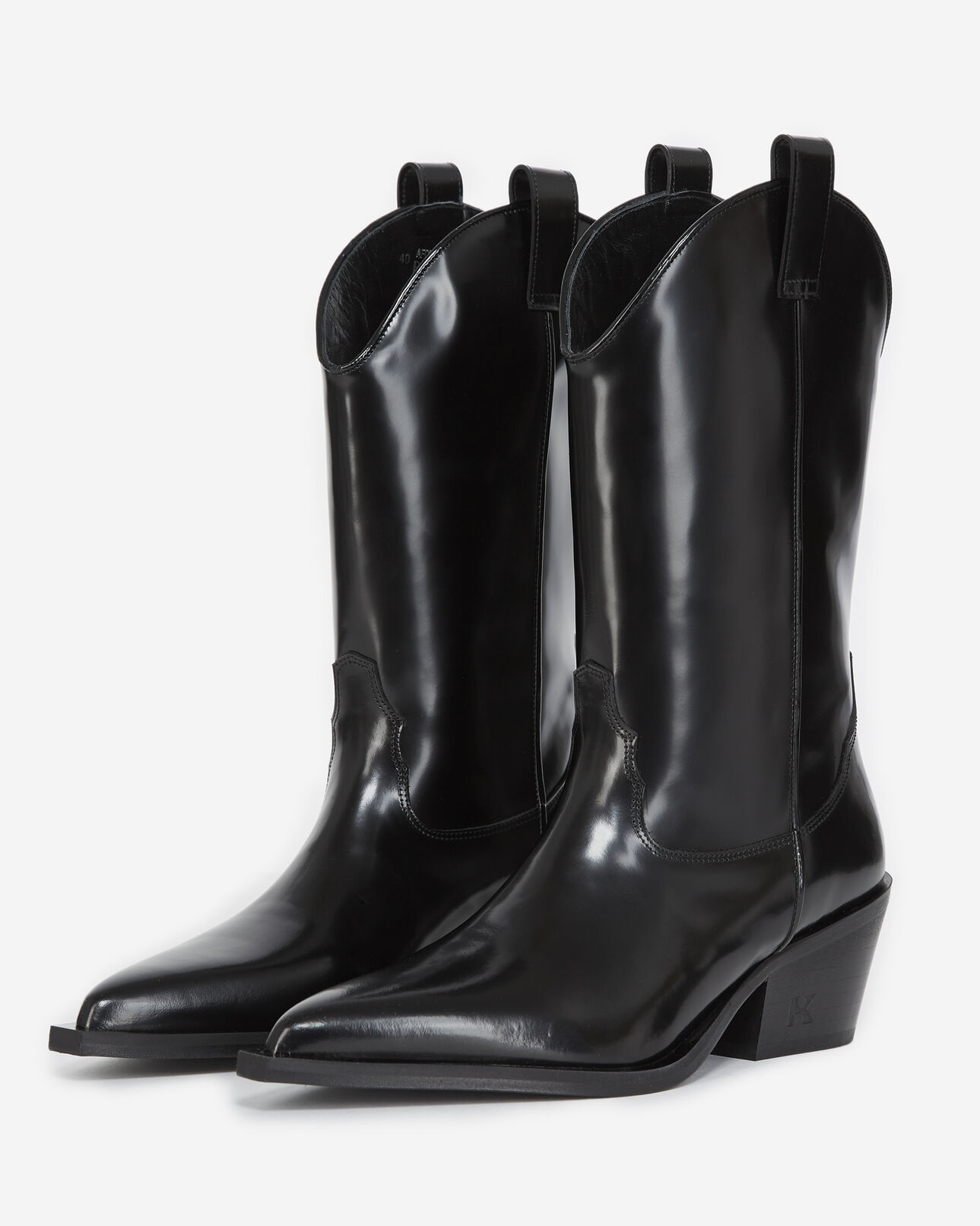 The Kooples MUJER BLACK botines piel tacón charol estilo western