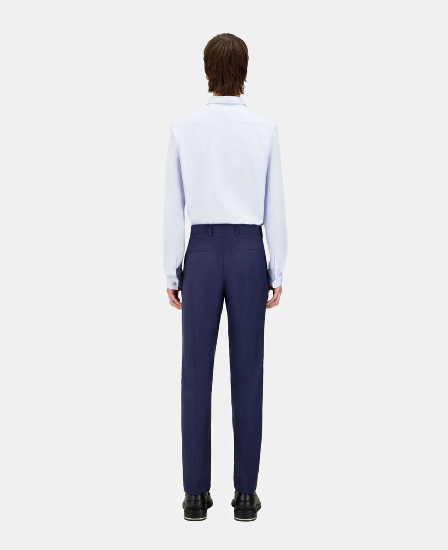 The Kooples HERREN NAVY marineblaue anzughose aus wolle mit mikrokaromuster