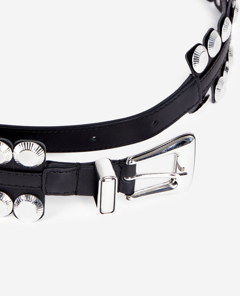 The Kooples WOMEN BLACK wide black leather belt with studs