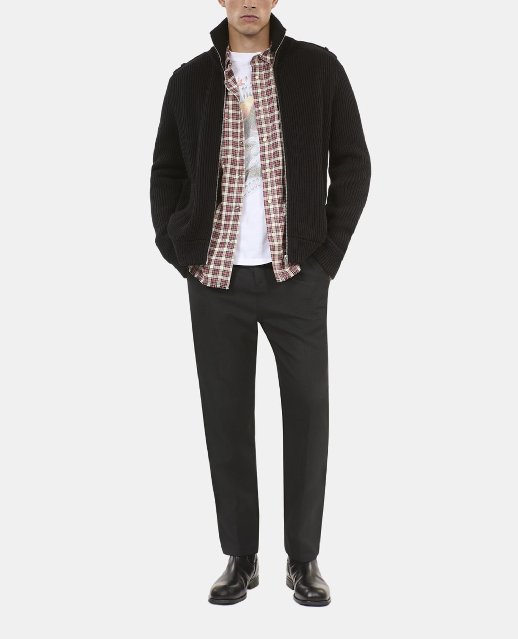 Black cotton cardigan, BLACK, hi-res image number null