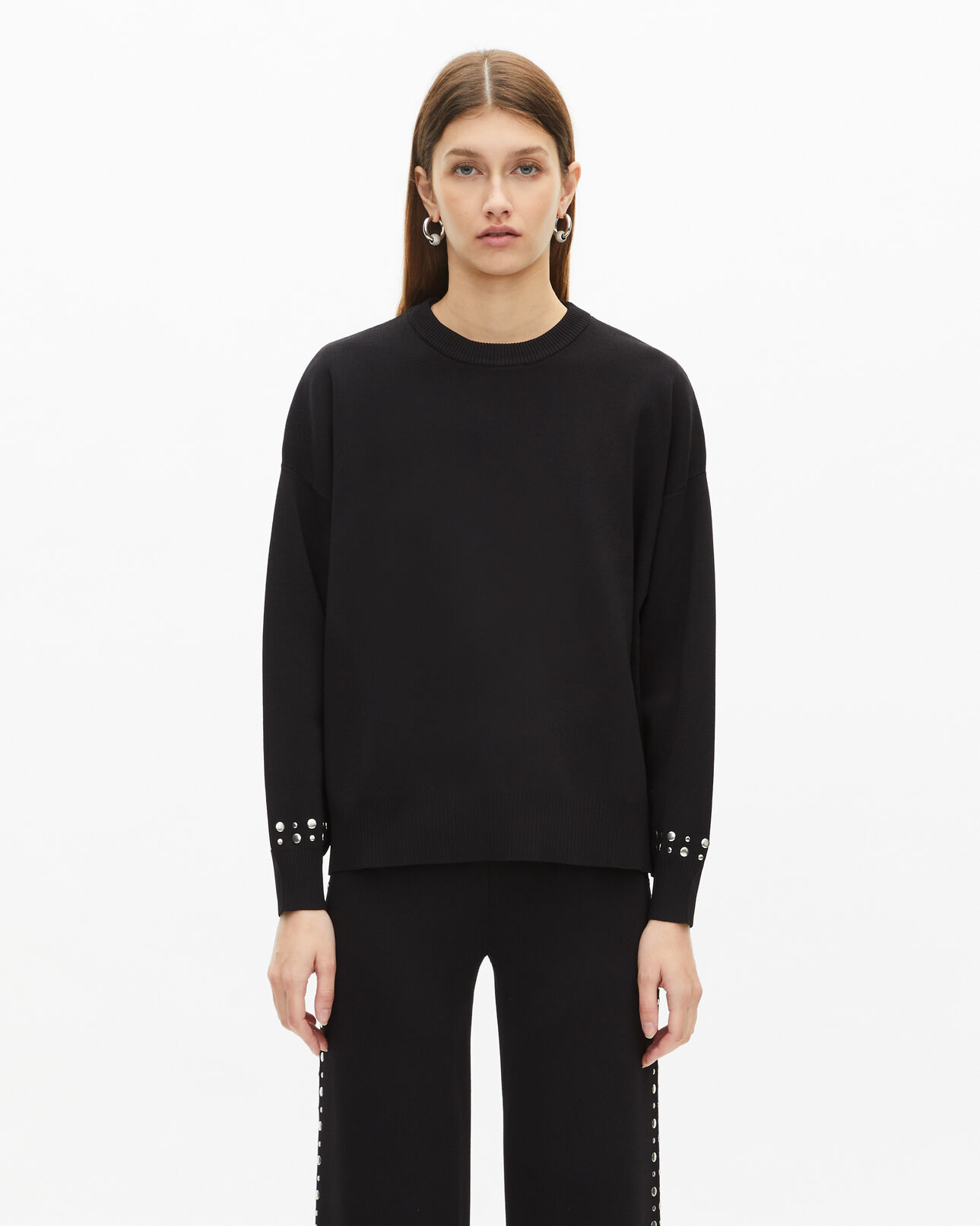 The Kooples MUJER BLACK sudadera negra con tachuelas