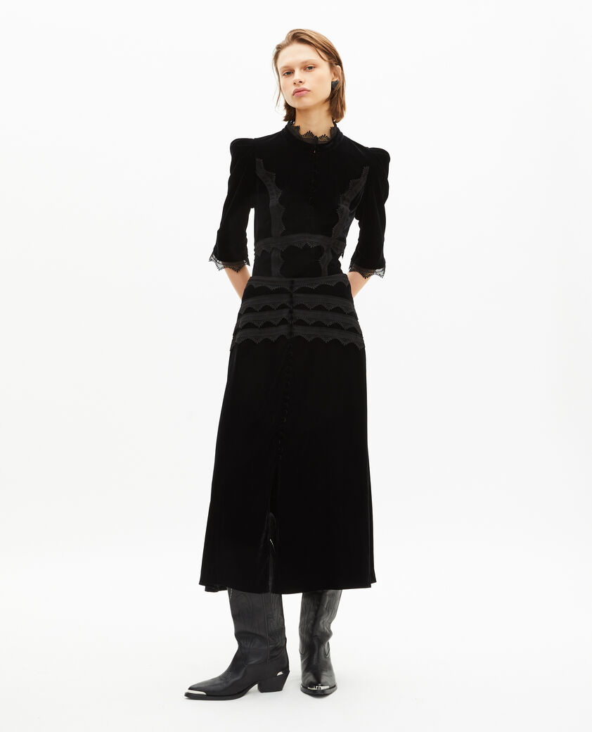The Kooples FEMME BLACK top en velours noir