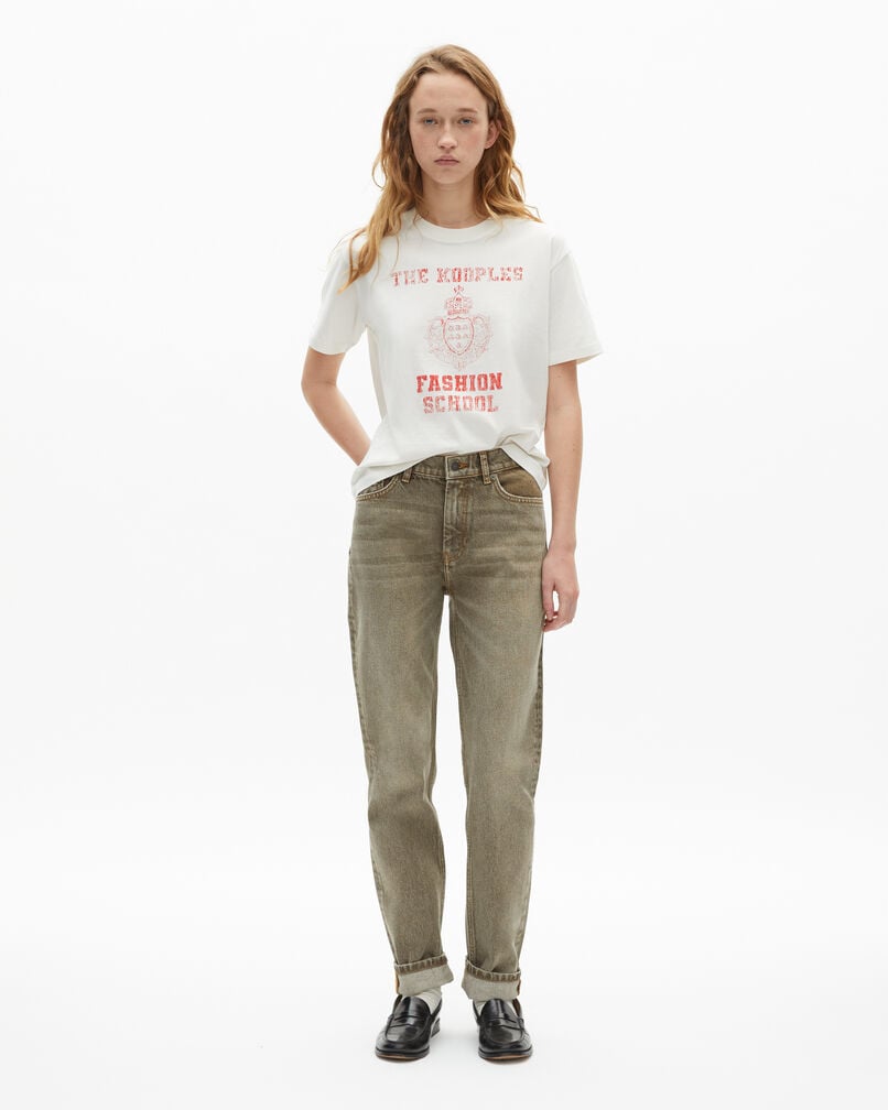 The Kooples DAMEN ECRU t-shirt mit siebdruck in ecru