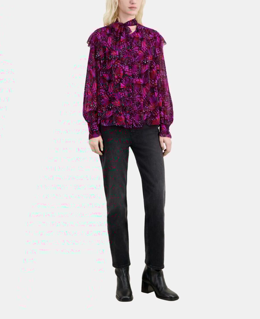 The Kooples FEMME PINK top imprimé avec volants