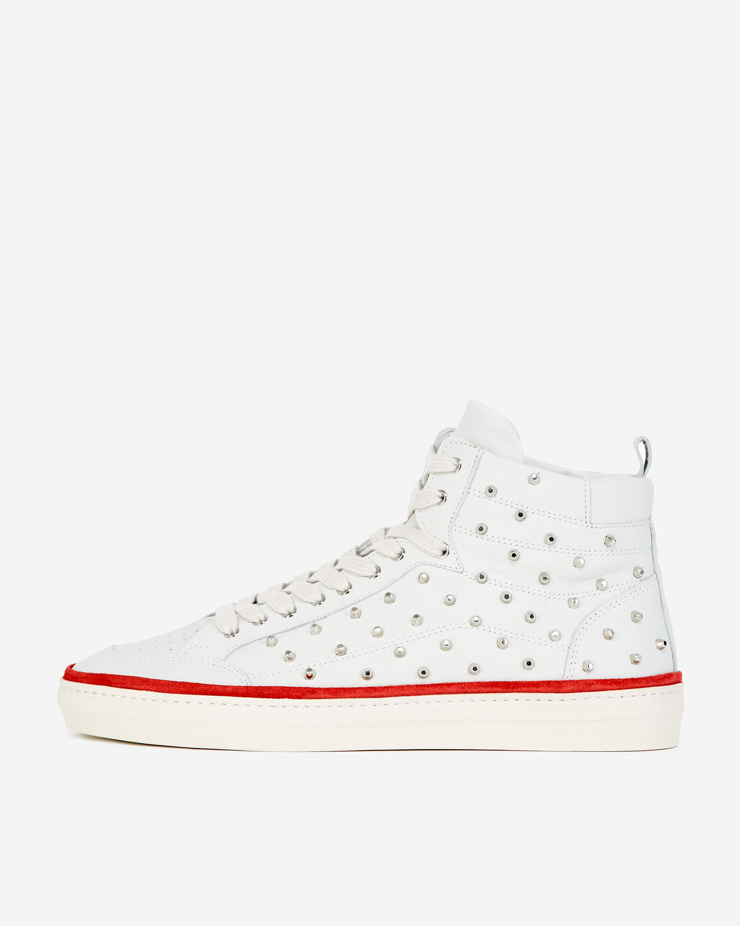 Studded white leather sneakers, WHITE, hi-res image number null