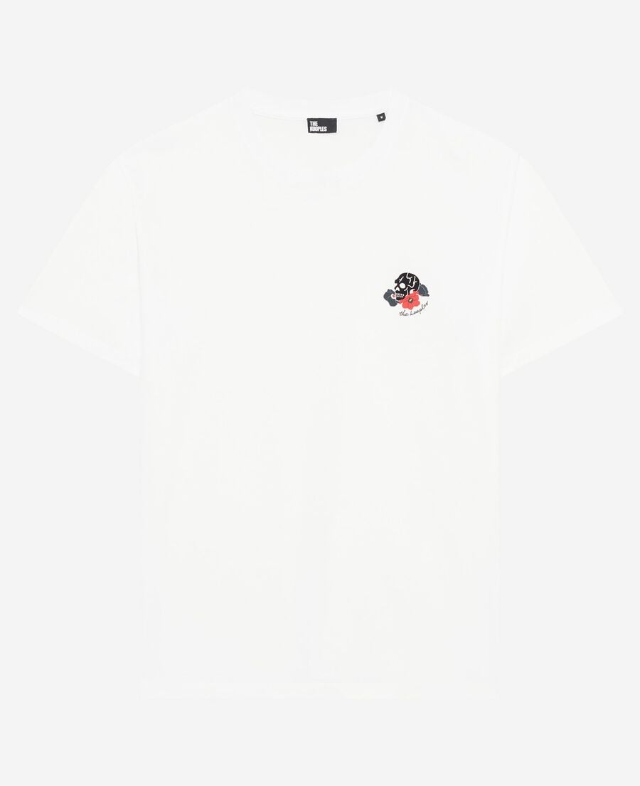 The Kooples H WHITE t-shirt with white skull flocking