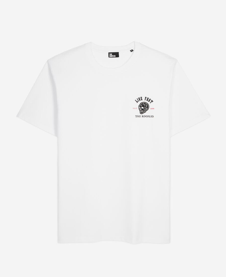 The Kooples HERREN WHITE weißes t-shirt mit „live fast“-schriftzug