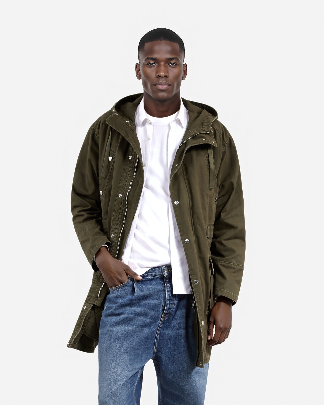 The Kooples HERREN KAKI khaki parka mit kapuze