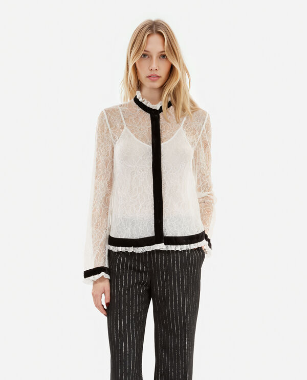 The Kooples DAMEN ECRU hemd aus ecrufarbener spitze