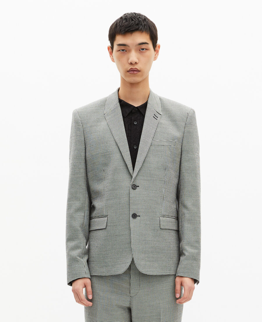 The Kooples MEN BLACK GREY black and white houndstooth suit jacket