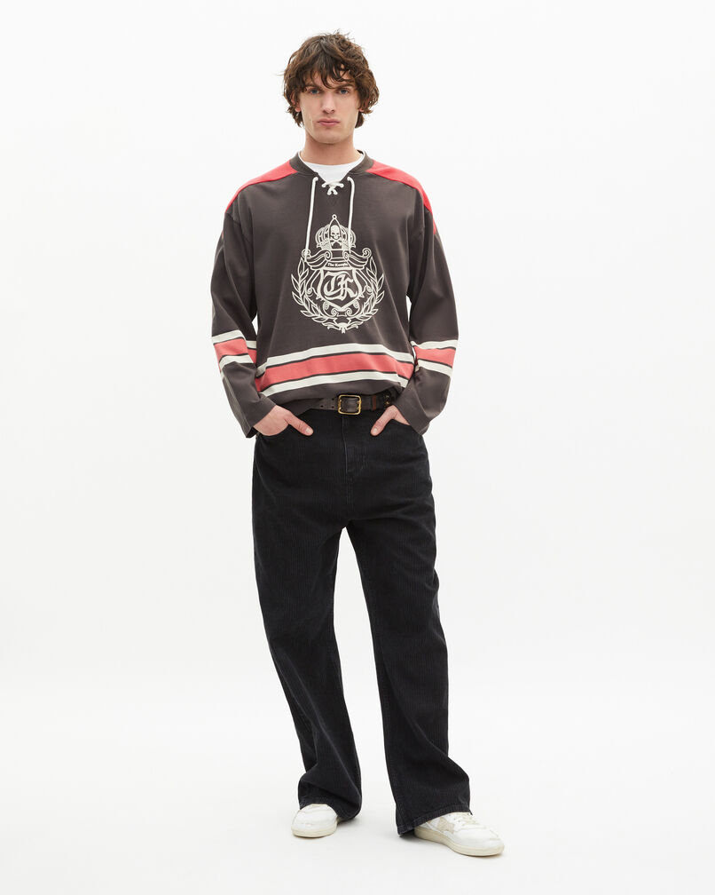 The Kooples HOMME BLACK WASHED sweatshirt style polo noir