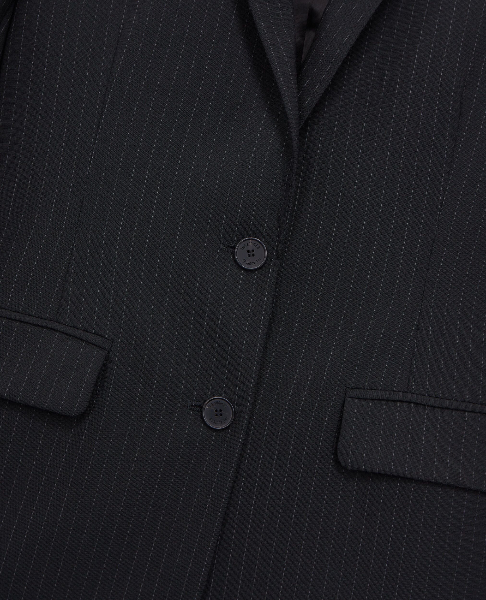 Veste tailleur noire à rayures en laine mélangée, BLACK WHITE, hi-res image number null