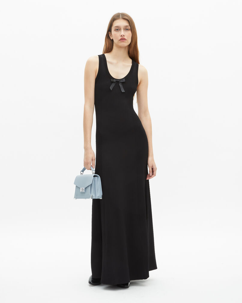 The Kooples FEMME BLACK robe longue en maille noire
