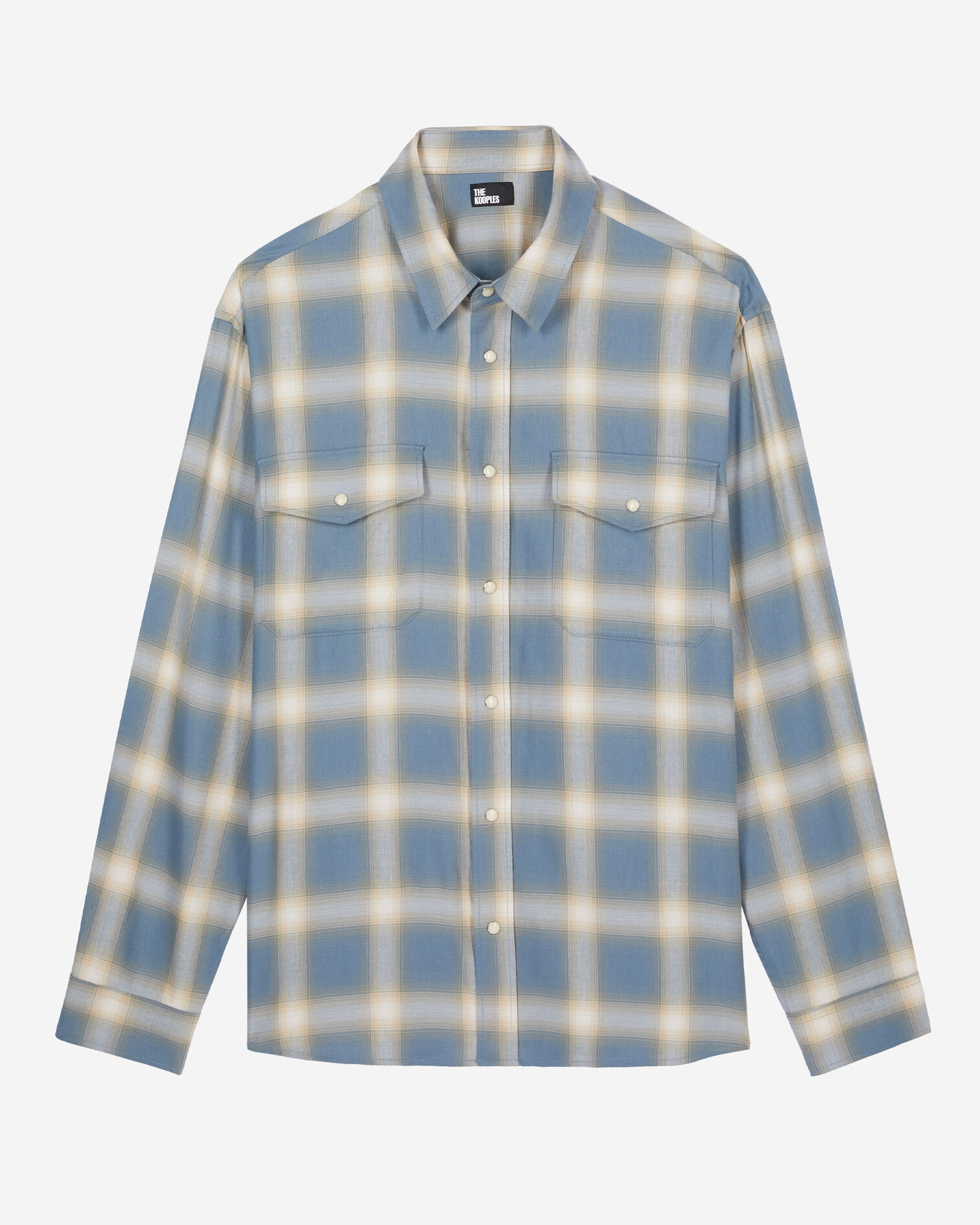 Light blue and gray checked long sleeve shirt, BLUE GREY, hi-res image number null