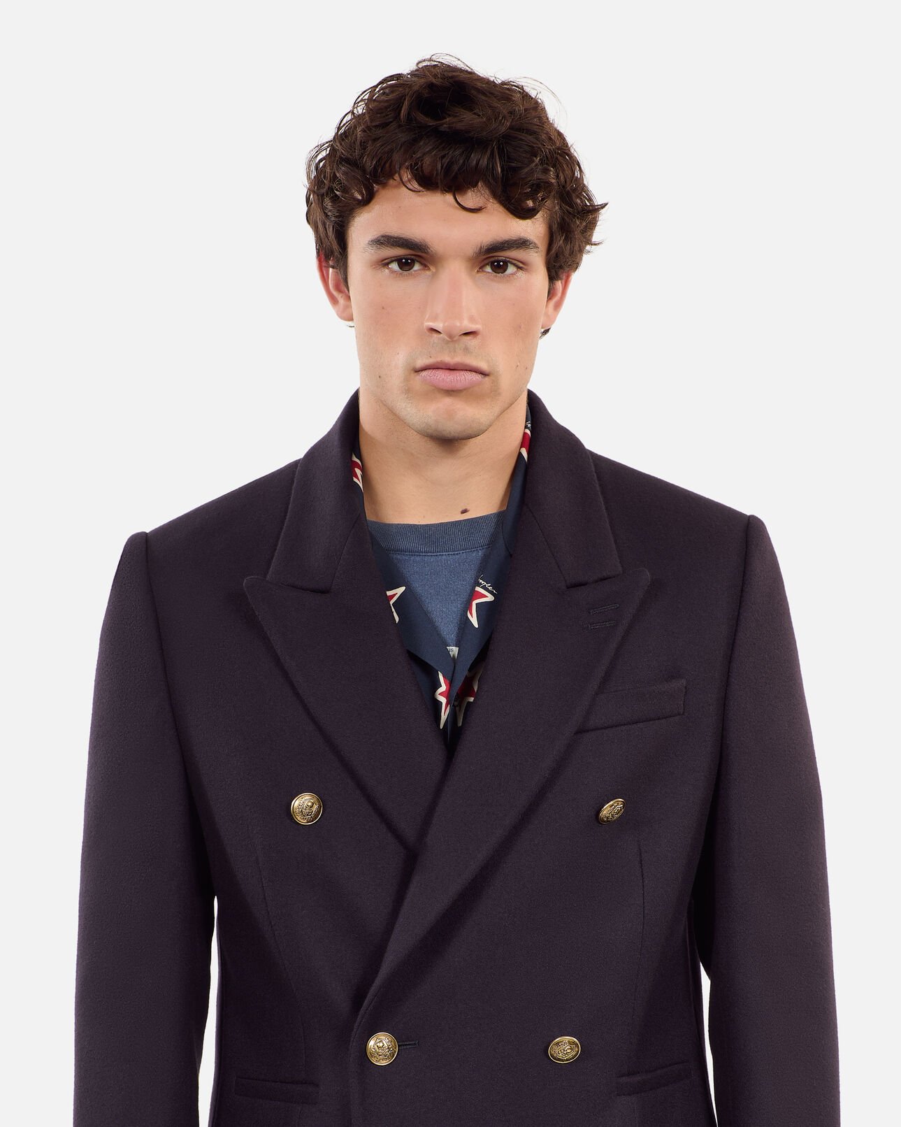 The Kooples HOMME NAVY manteau long en laine mélangée bleu marine