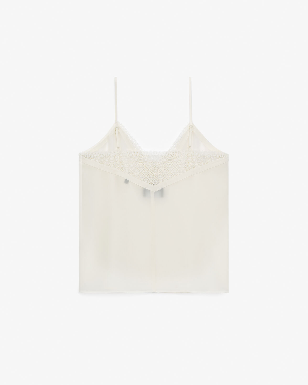 The Kooples WOMEN ECRU ecru silk camisole with v-neck and lace back