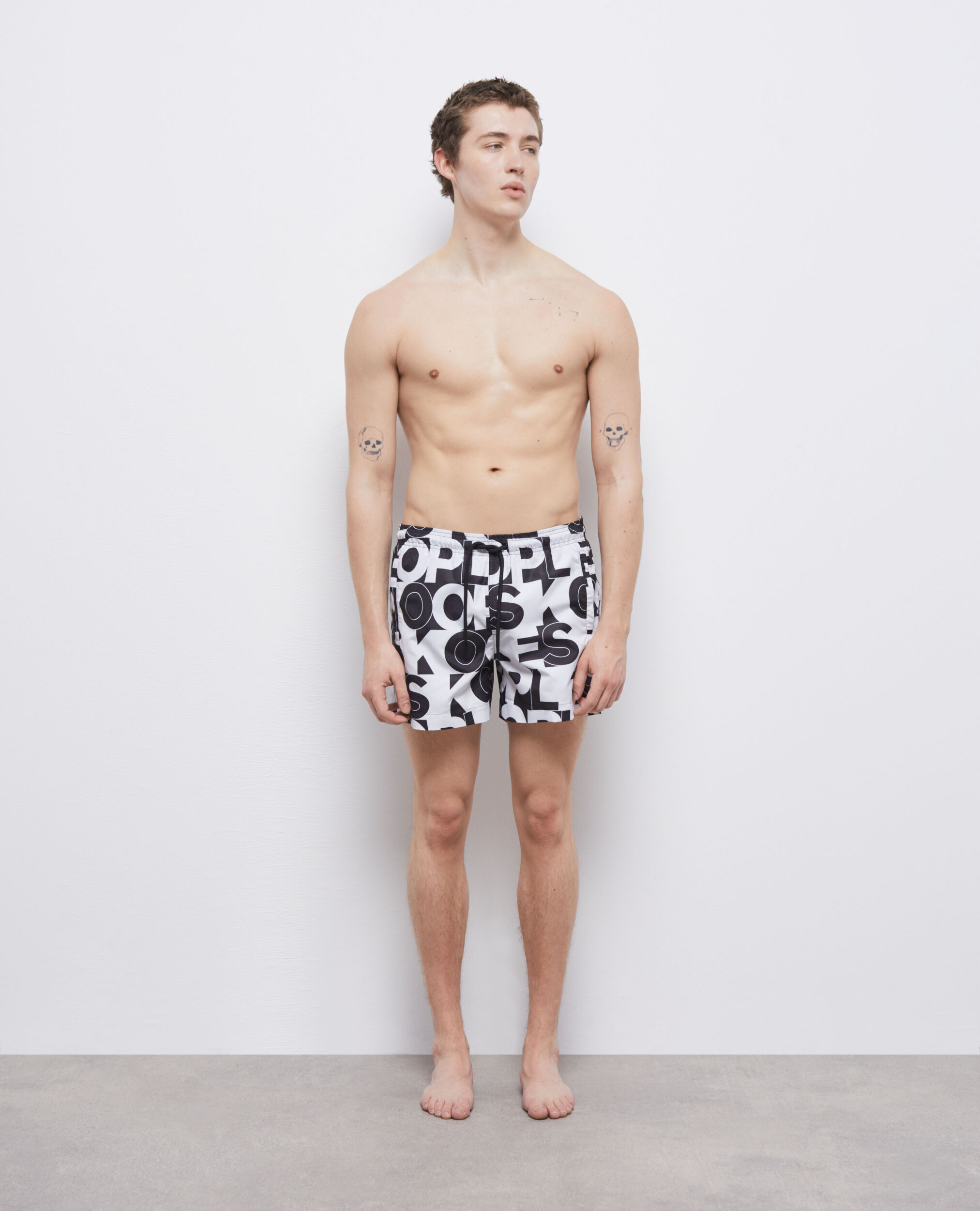 Swim shorts with logo, BLACK, hi-res image number null