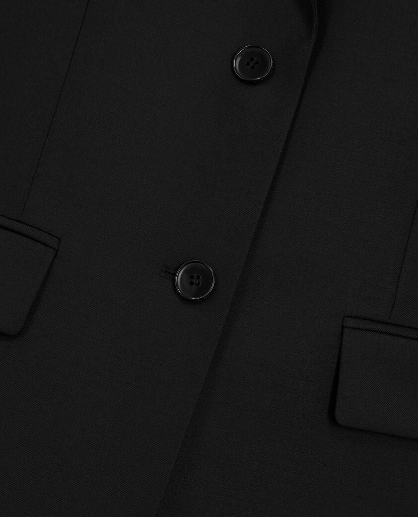 The Kooples FEMME BLACK veste tailleur en laine coupe cintr&eacute;e noire