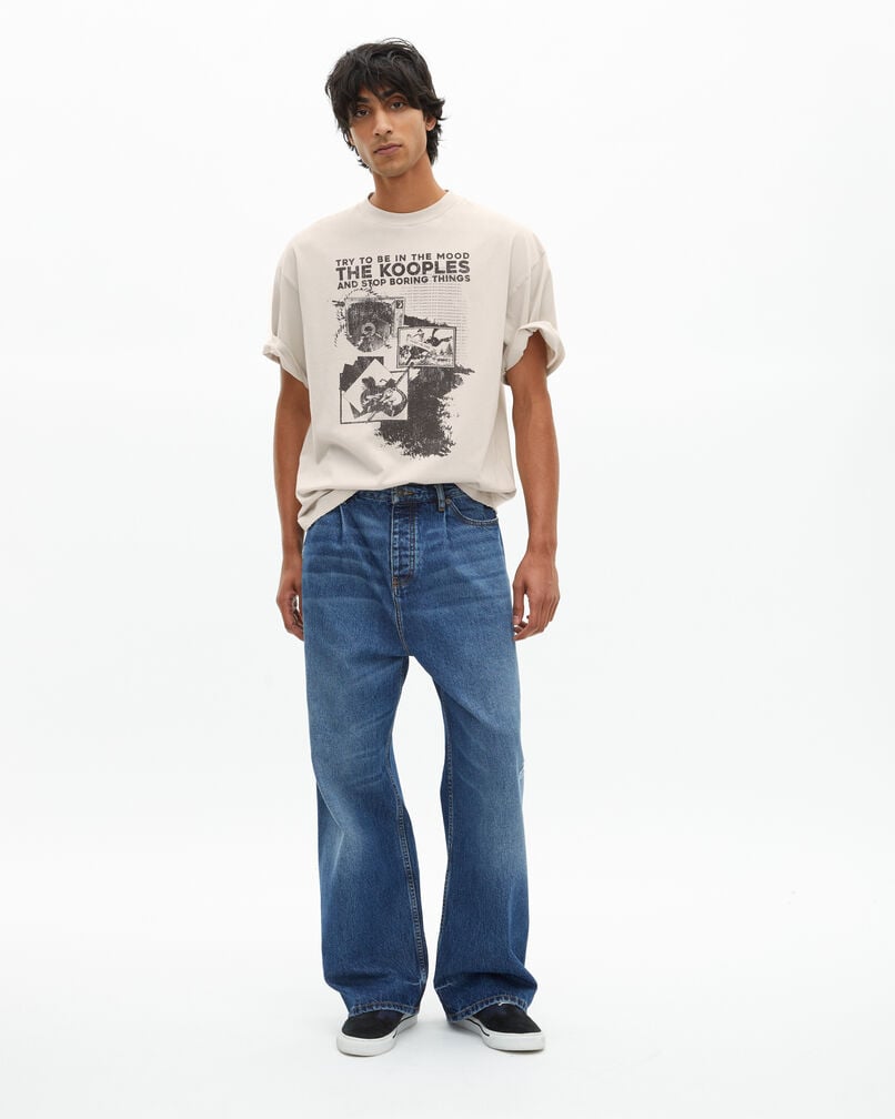 The Kooples HERREN LIGHT GREY t-shirt mit grauem siebdruck