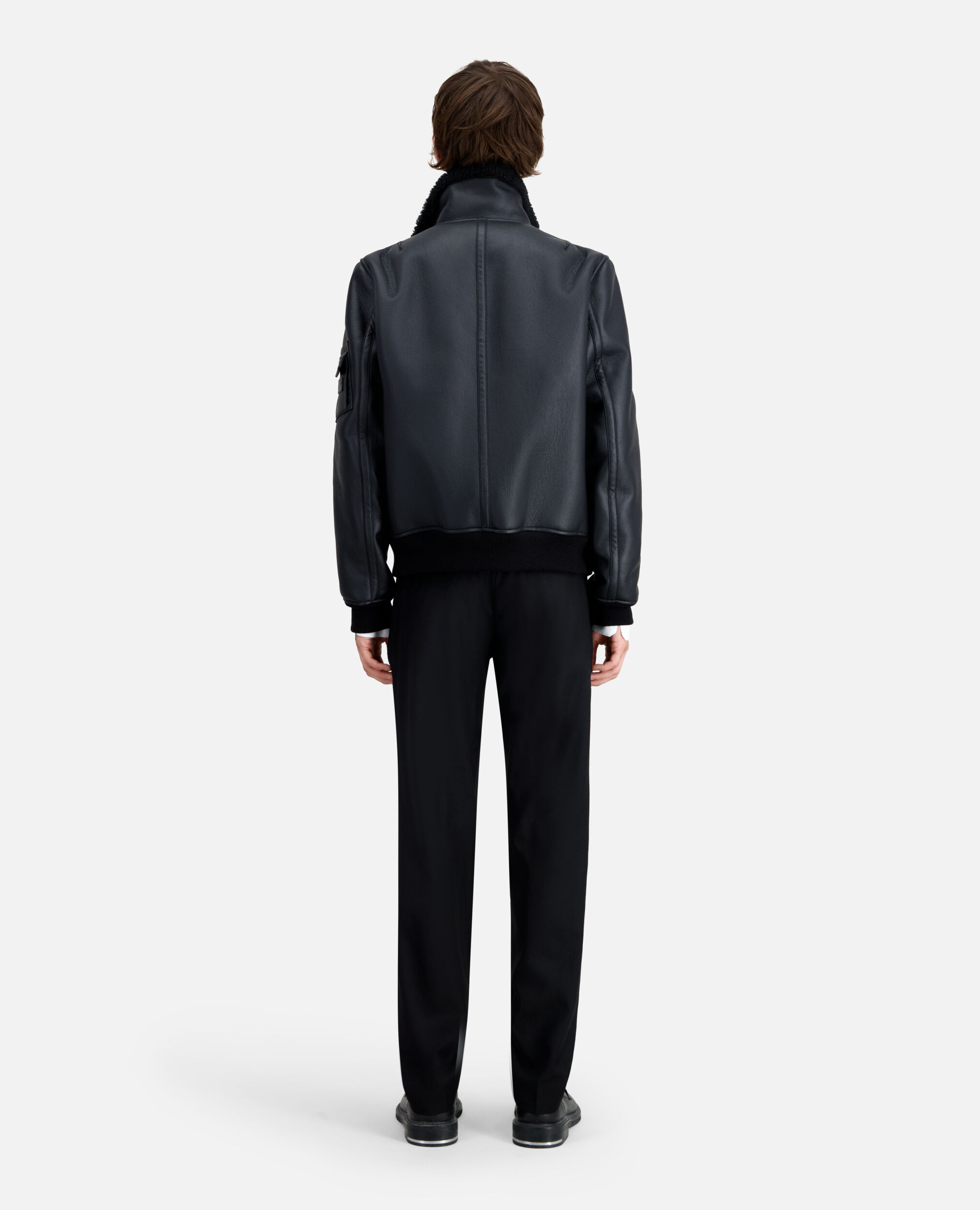Black faux shearling jacket, BLACK, hi-res image number null