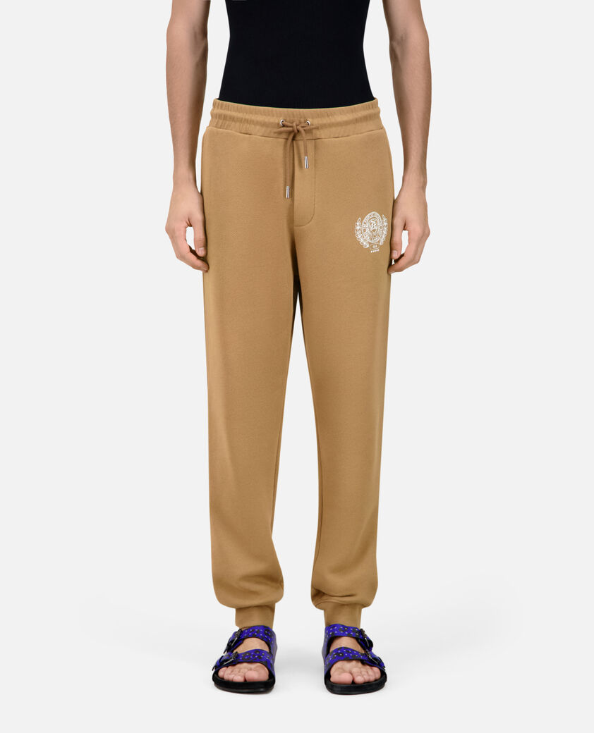 The Kooples MEN LIGHT BROWN camel logo tracksuit trousers